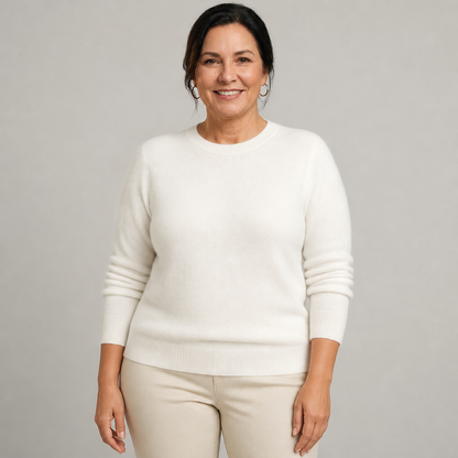 Women's Classic Crewneck Cashmere Sweater - White