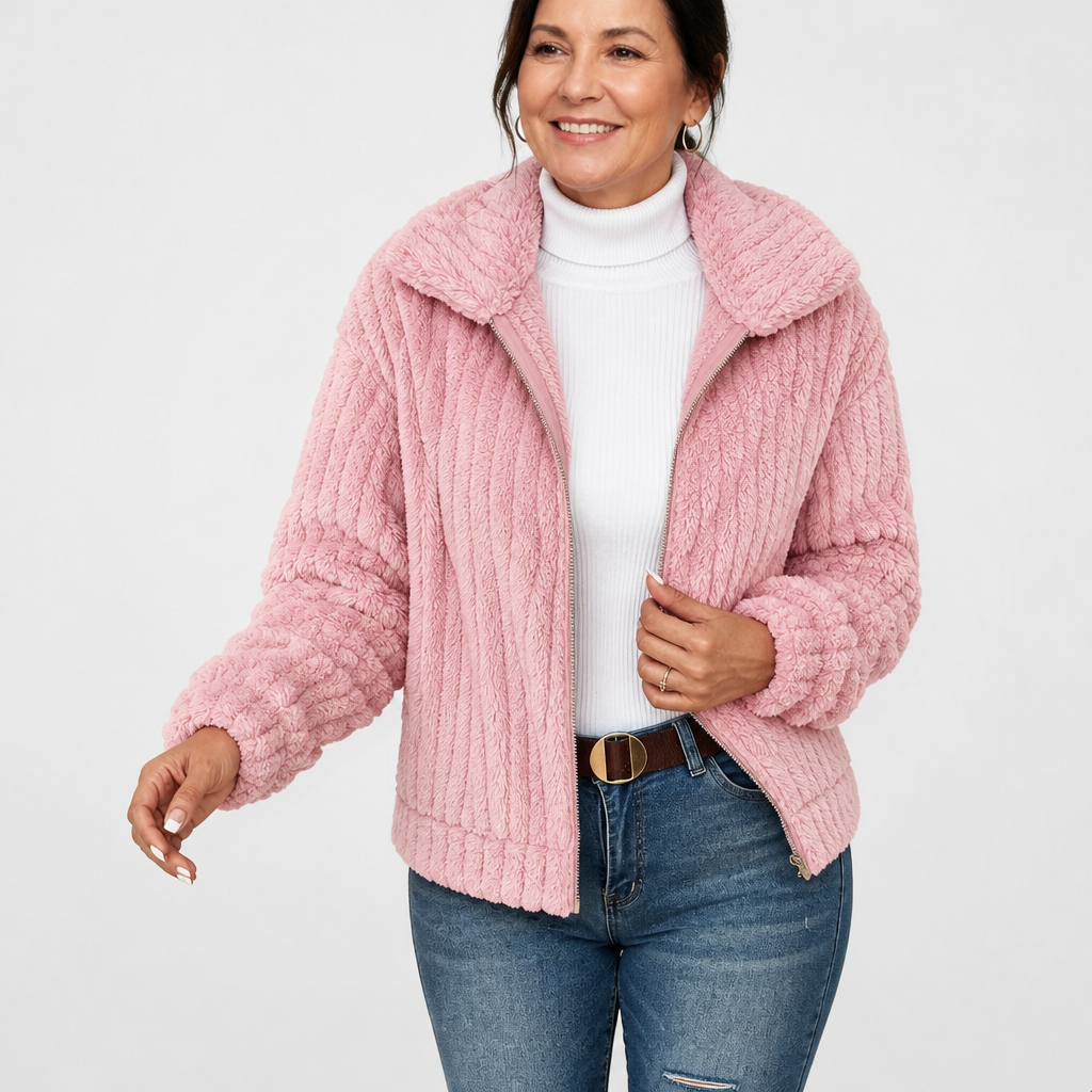 Women's Oversized Fluffy Cardigan Sweater - Pink