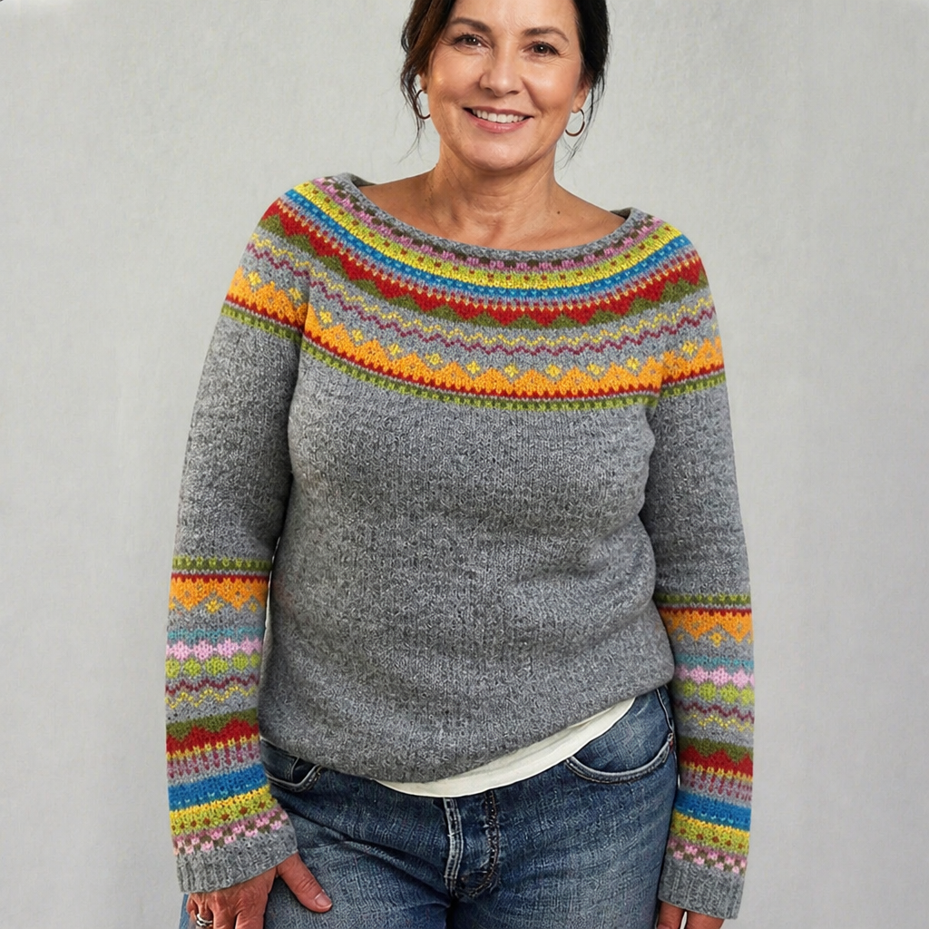 Women's Relaxed Fit Nordic Knit Sweater - Rainbow