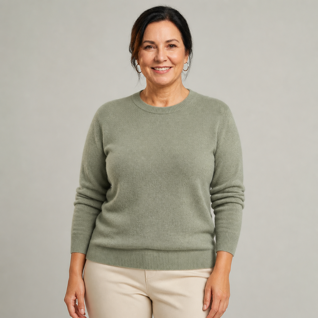 Women's Classic Crewneck Cashmere Sweater - Sage Green