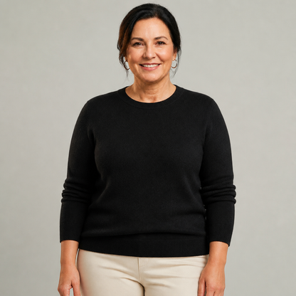 Women's Classic Crewneck Cashmere Sweater - Black
