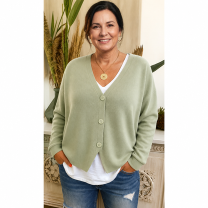 Women's Lightweight Cozy Black Cardigan Sweater - Light green
