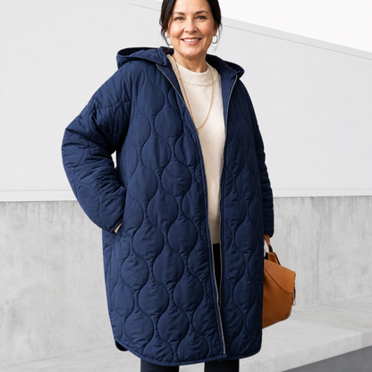 Women's Insulated Oversized Winter Parka Jacket - Marine blue