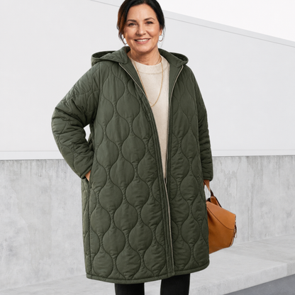 Women's Insulated Oversized Winter Parka Jacket - Dark green