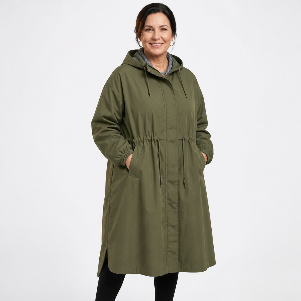 Women's Oversized Adjustable Hooded Comfortable Coat - Army Green