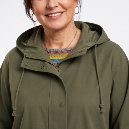 Women's Oversized Adjustable Hooded Comfortable Coat - Army Green detail