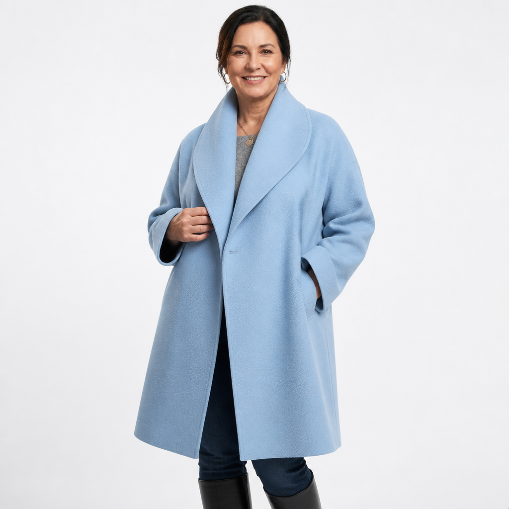 Women's Elegant Windproof Relaxed Fit Winter Coat - Blue