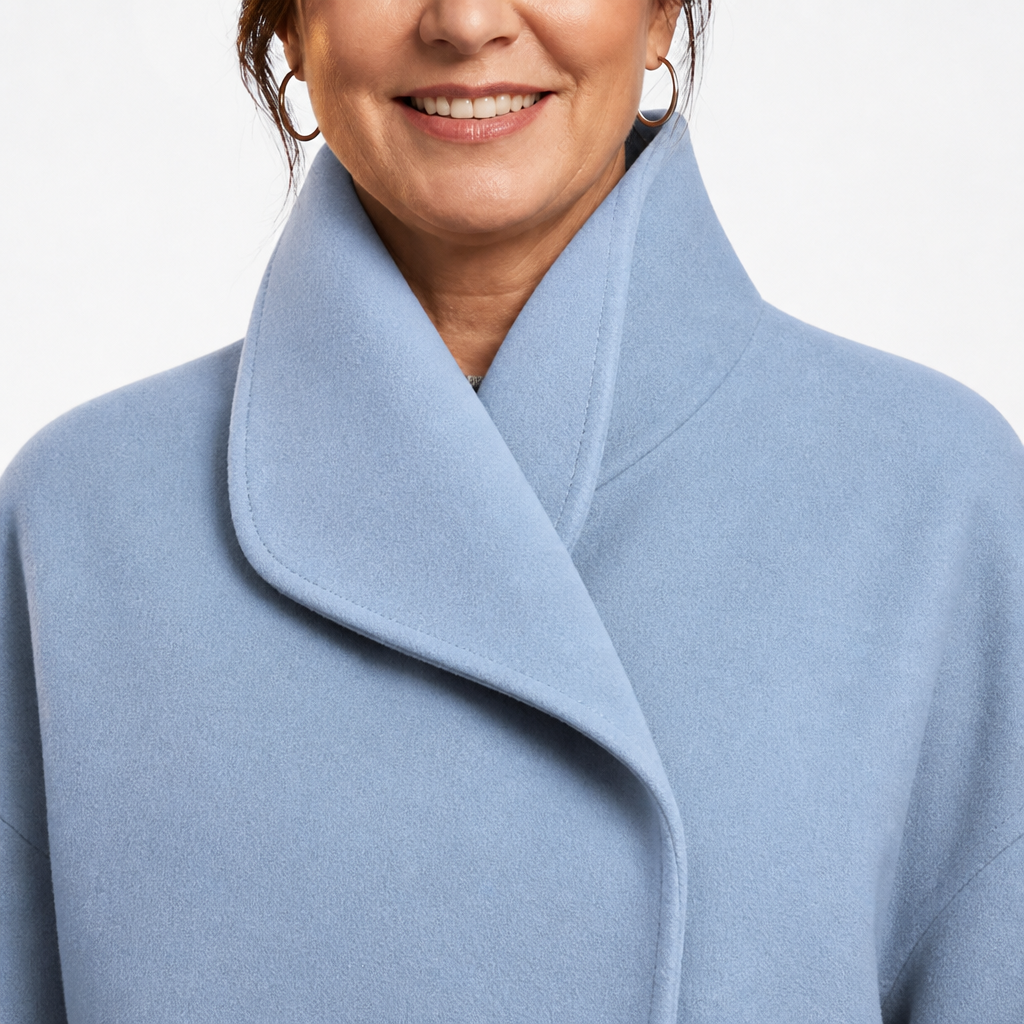 Women's Elegant Windproof Relaxed Fit Winter Coat - Blue detail