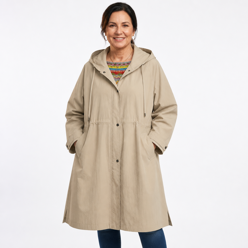 Women's Oversized Adjustable Hooded Comfortable Coat - Beige