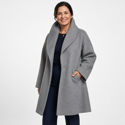 Women's Elegant Windproof Relaxed Fit Winter Coat - Gray