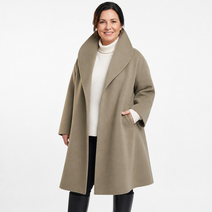 Women's Elegant Windproof Relaxed Fit Winter Coat - Khaki