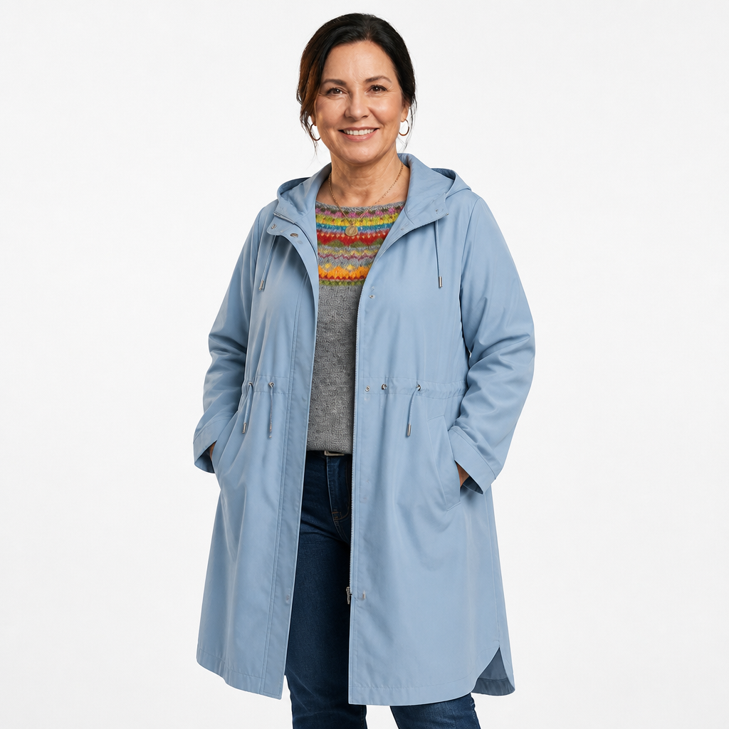 Women's Oversized Adjustable Hooded Comfortable Coat - Light Blue