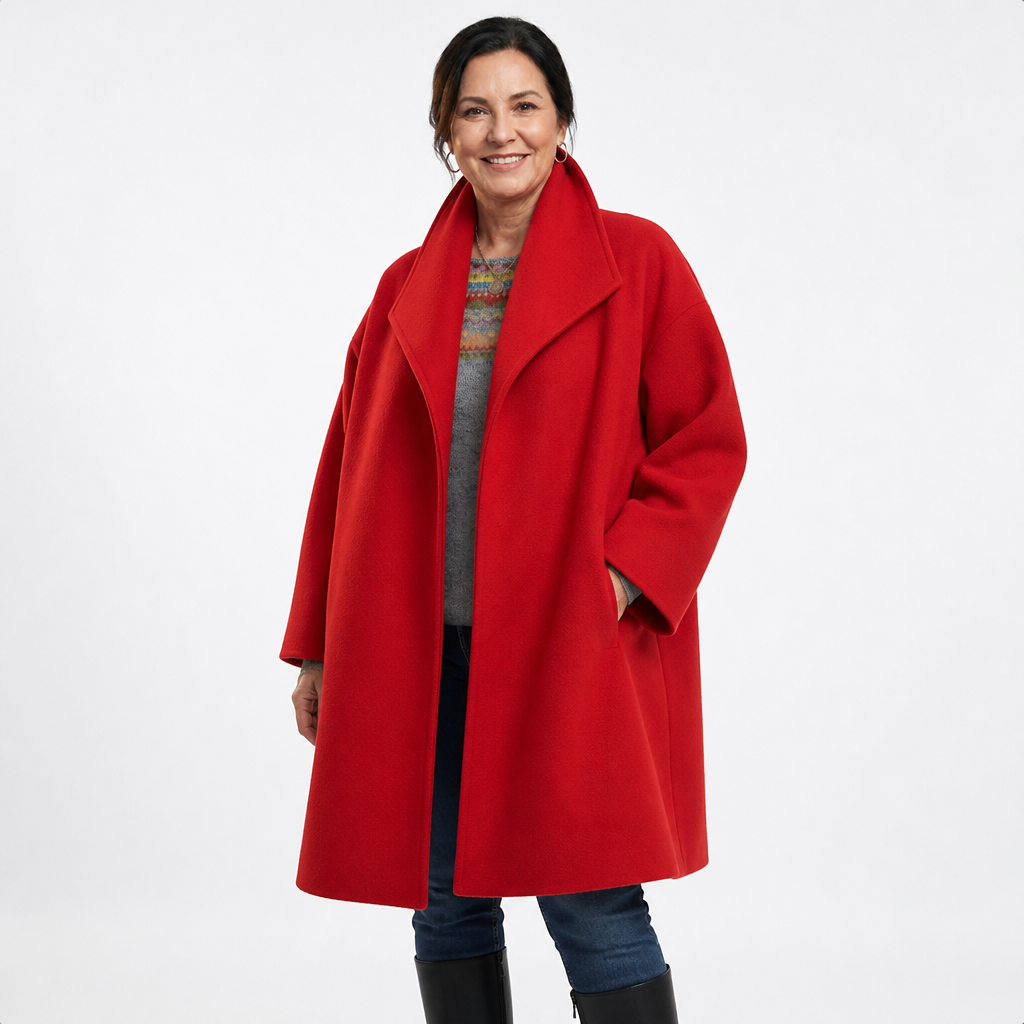 Women's Elegant Windproof Relaxed Fit Winter Coat - Red