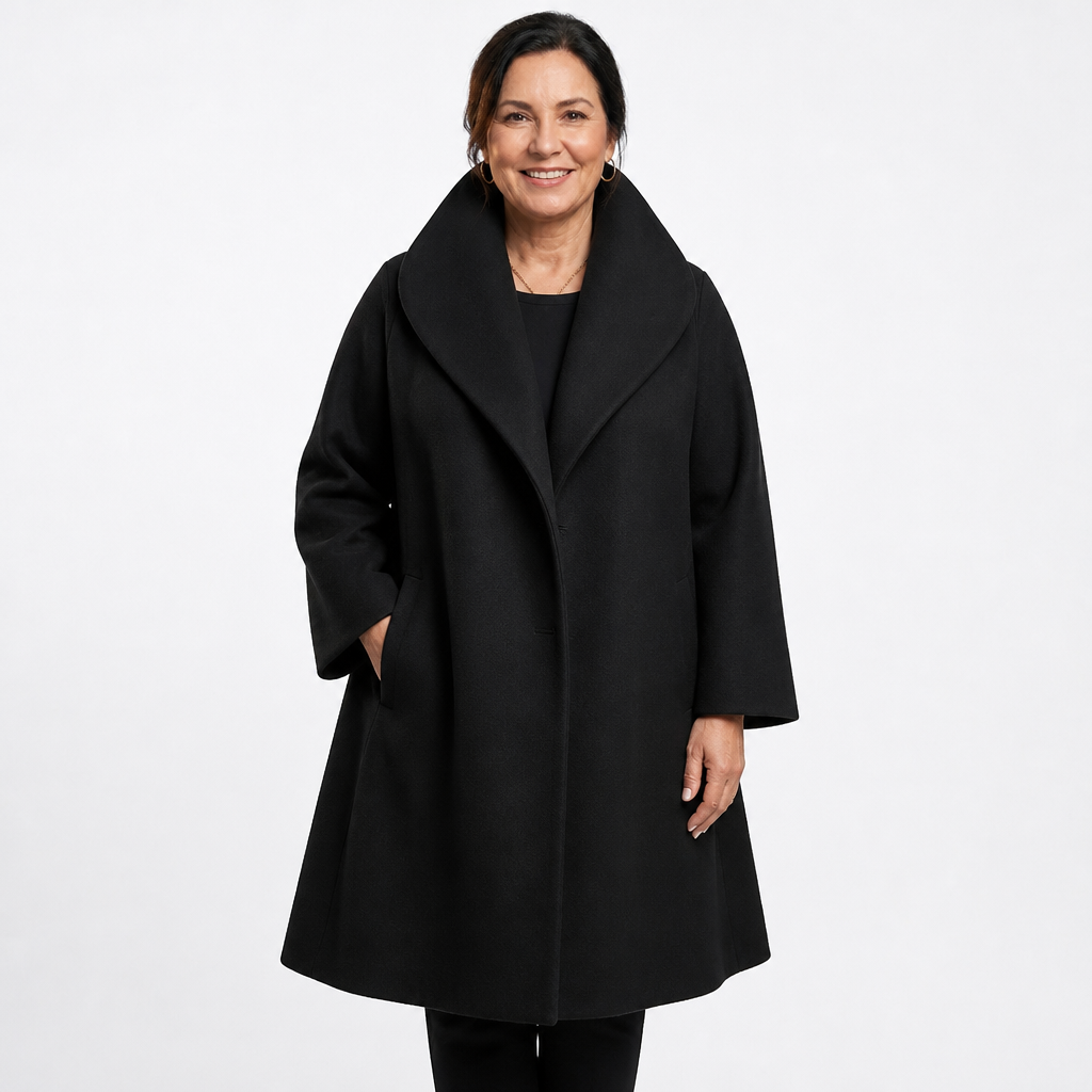Women's Elegant Windproof Relaxed Fit Winter Coat - Black