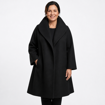 Women's Elegant Windproof Relaxed Fit Winter Coat - Black