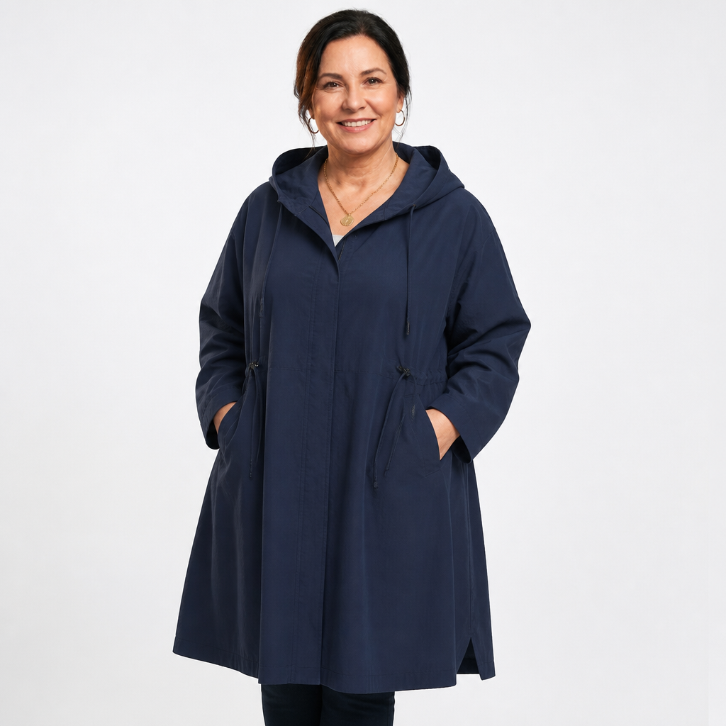 Women's Oversized Adjustable Hooded Comfortable Coat - Navy Blue