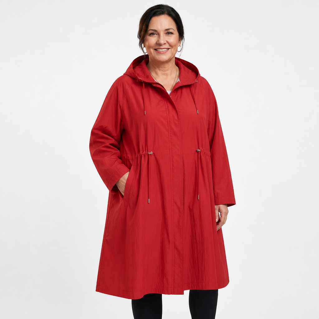 Women's Oversized Adjustable Hooded Comfortable Coat - Red