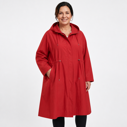 Women's Oversized Adjustable Hooded Comfortable Coat - Red