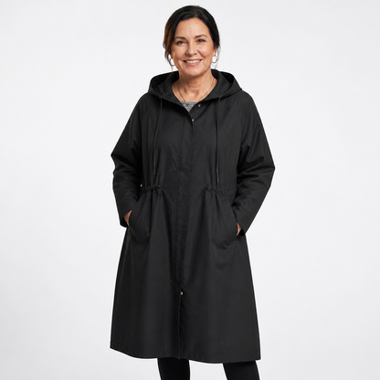 Women's Oversized Adjustable Hooded Comfortable Coat - Black