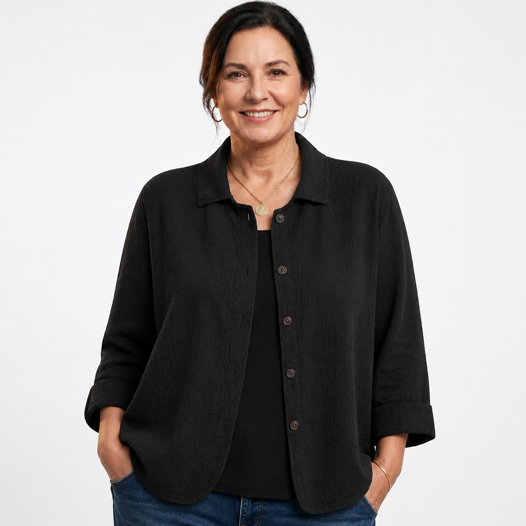 Women's Transitional Loose Fit Blouses for Women - Black