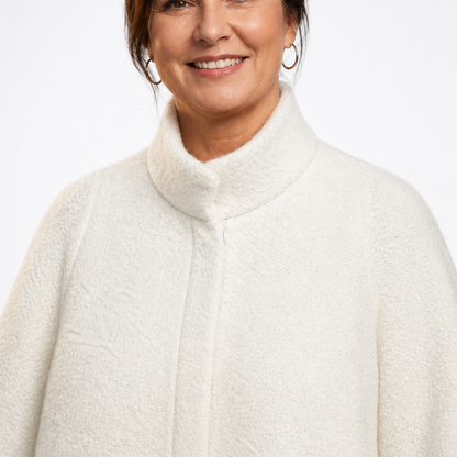 Women's High Collar A Line Cape Jacket - White