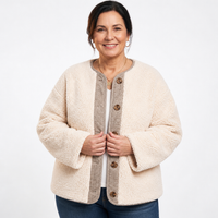 Women's Cropped Oversized Fluffy Teddy Jacket