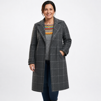 Women's Structured Wool Check Winter Coat