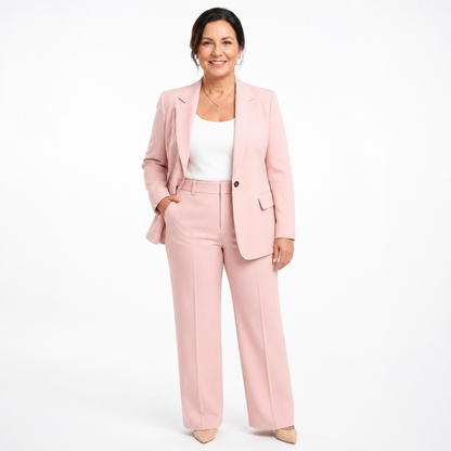 Women's Elegant Two Piece Suit Set for Formal Events - Pink