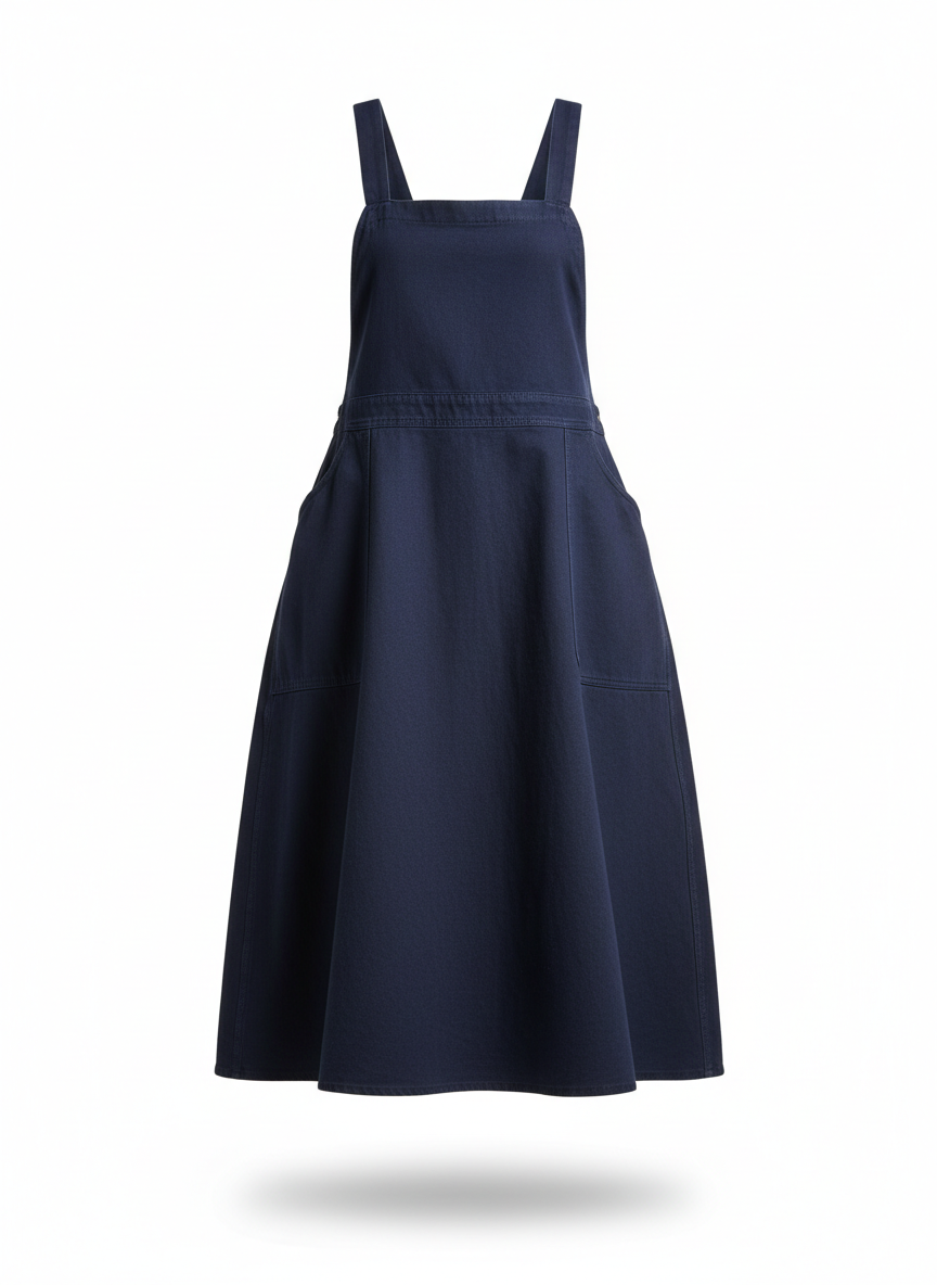 Long Dress in Apron Style Cut