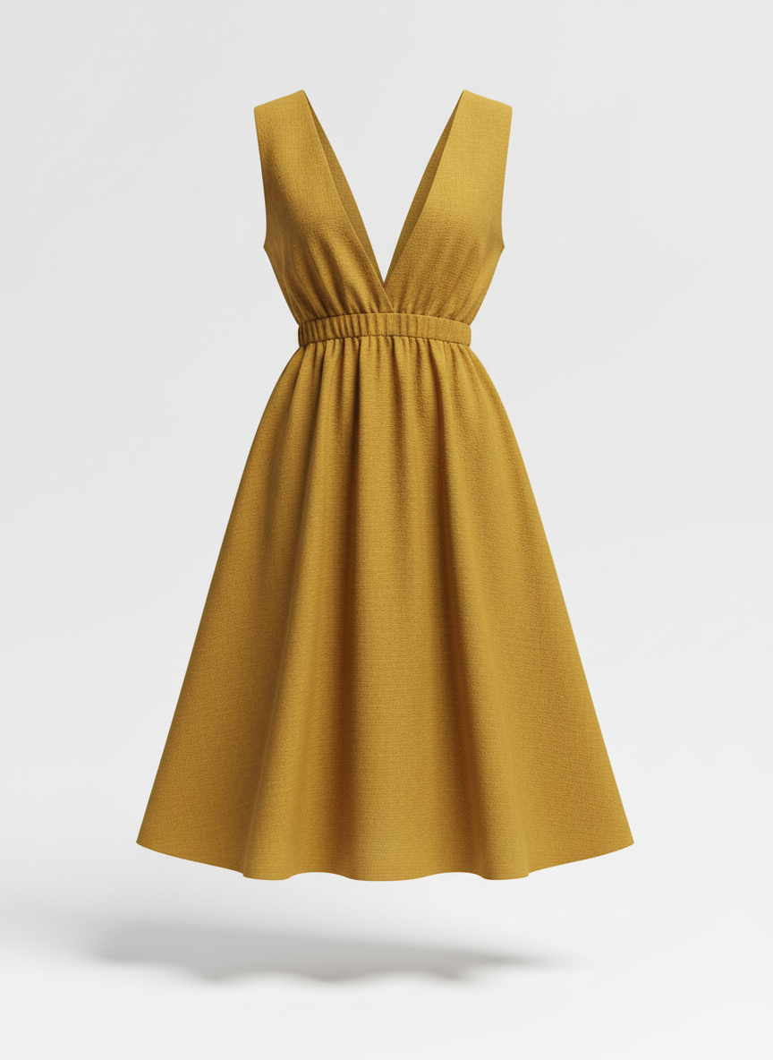 Midi Dress with Off Shoulder Cut