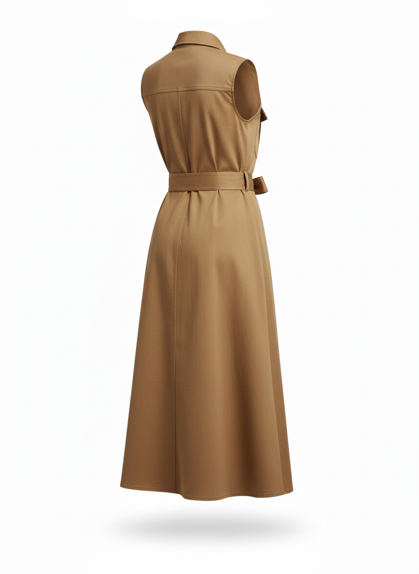 Midi Dress with Front Buttons and Shirt Dress Cut