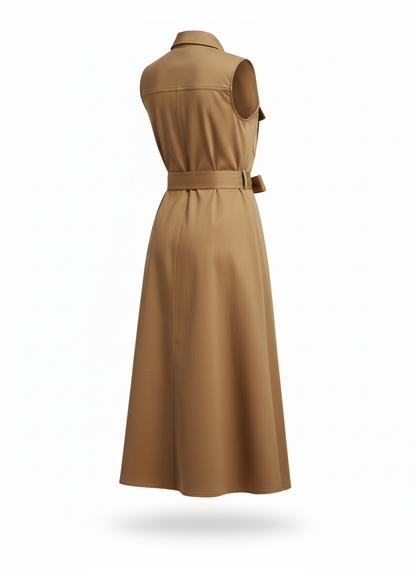 Midi Dress with Front Buttons and Shirt Dress Cut